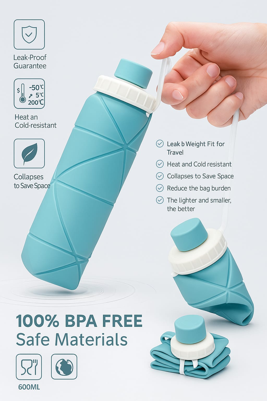 FlexiSip™ | Foldable Silicone Water Bottle