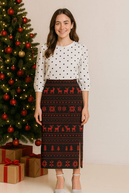 HollyCurve™ Christmas Pencil Skirt