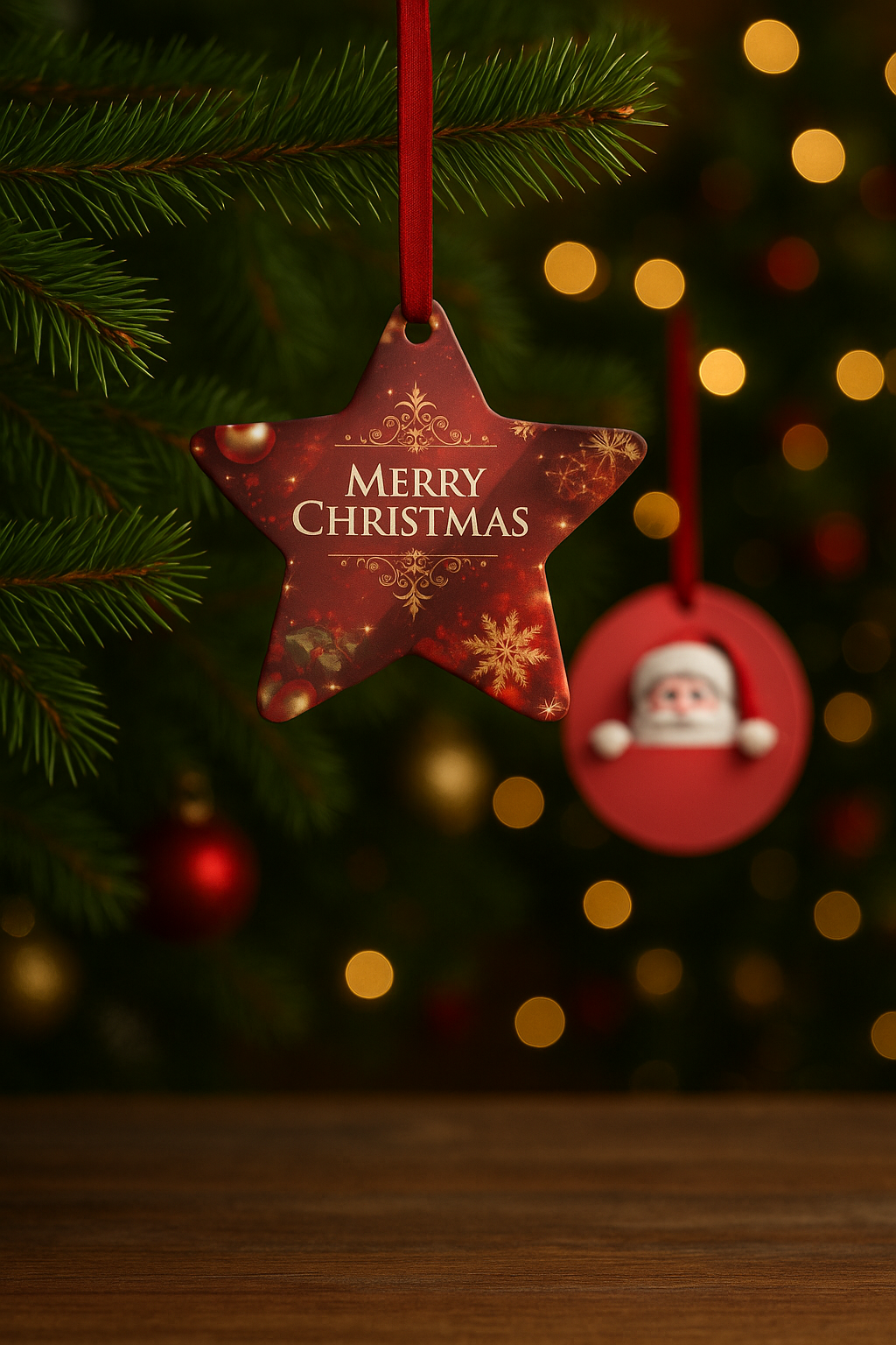 Pack of 2 – Premium Acrylic Christmas Ornaments | Cute Santa Design | Holiday Tree Hanging Décor | Festive Home Decoration Gift Set