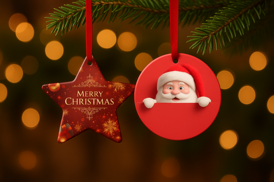 Pack of 2 – Premium Acrylic Christmas Ornaments | Cute Santa Design | Holiday Tree Hanging Décor | Festive Home Decoration Gift Set